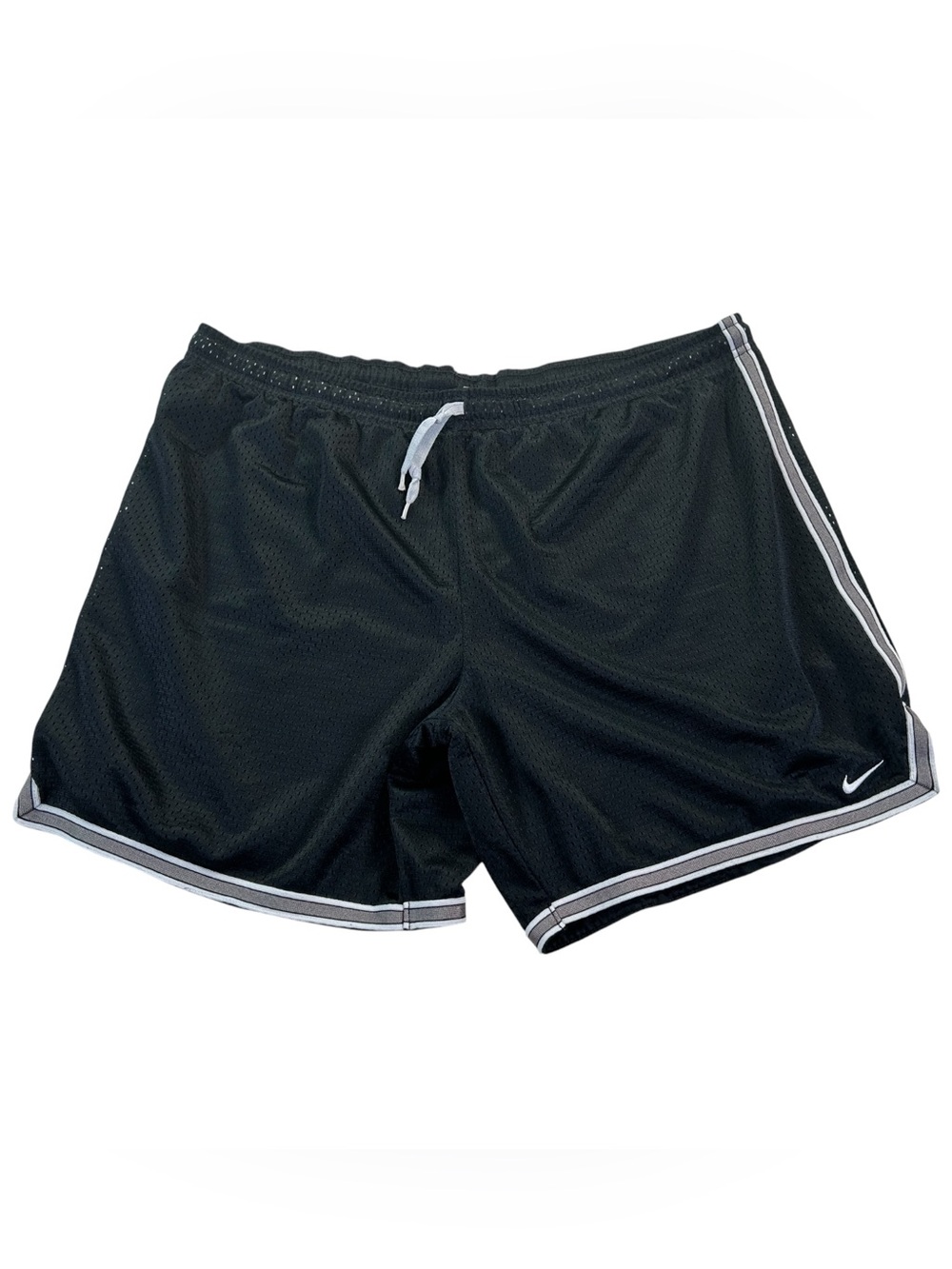Nike Women’s L Dri-FIT Mesh Basketball Shorts Retro Y2K Mini Swoosh Black